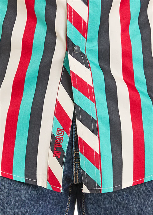 Black & Turquoise Stripe Snap Up - Image 3