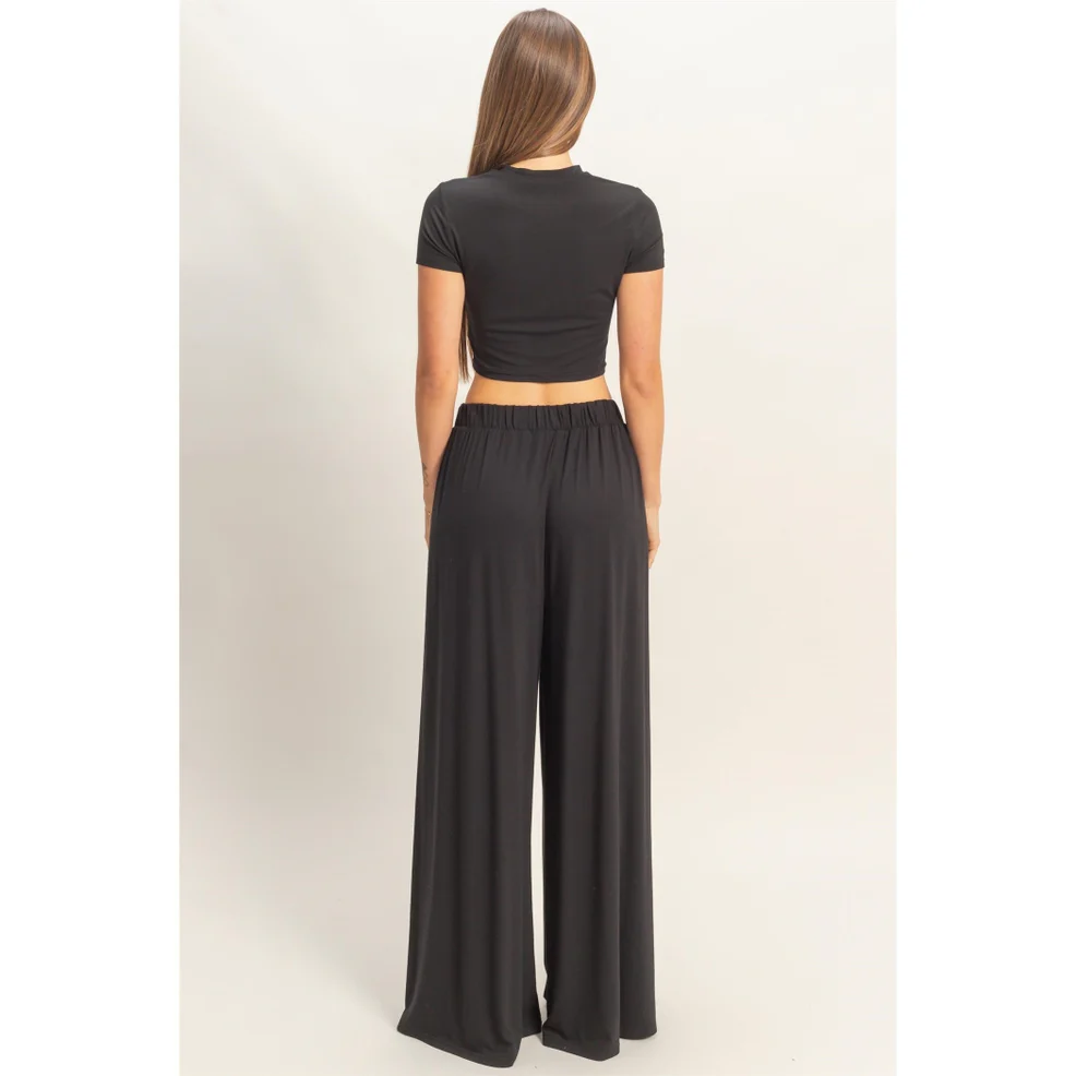 Black Wide Leg Pant & Top Set - Image 3