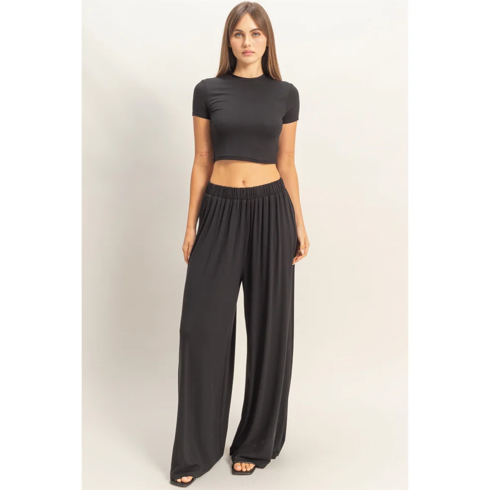 Black Wide Leg Pant & Top Set - Image 4