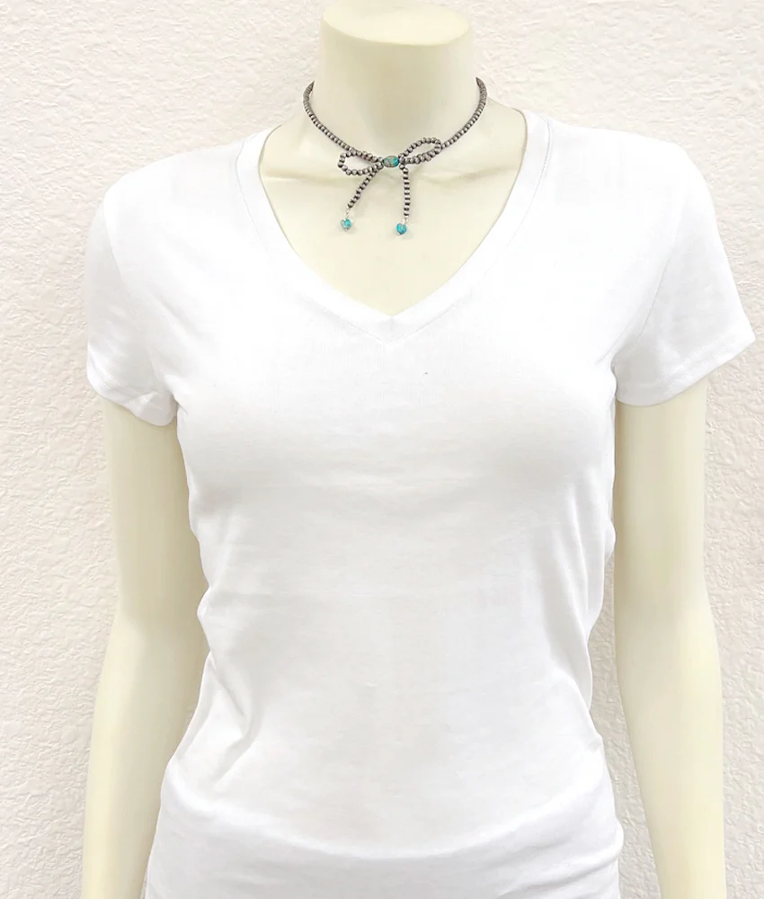 Bow Bead Necklace 15" - Image 3