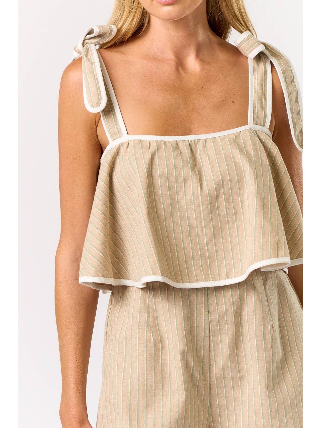 Bow Tie Taupe Romper - Image 3