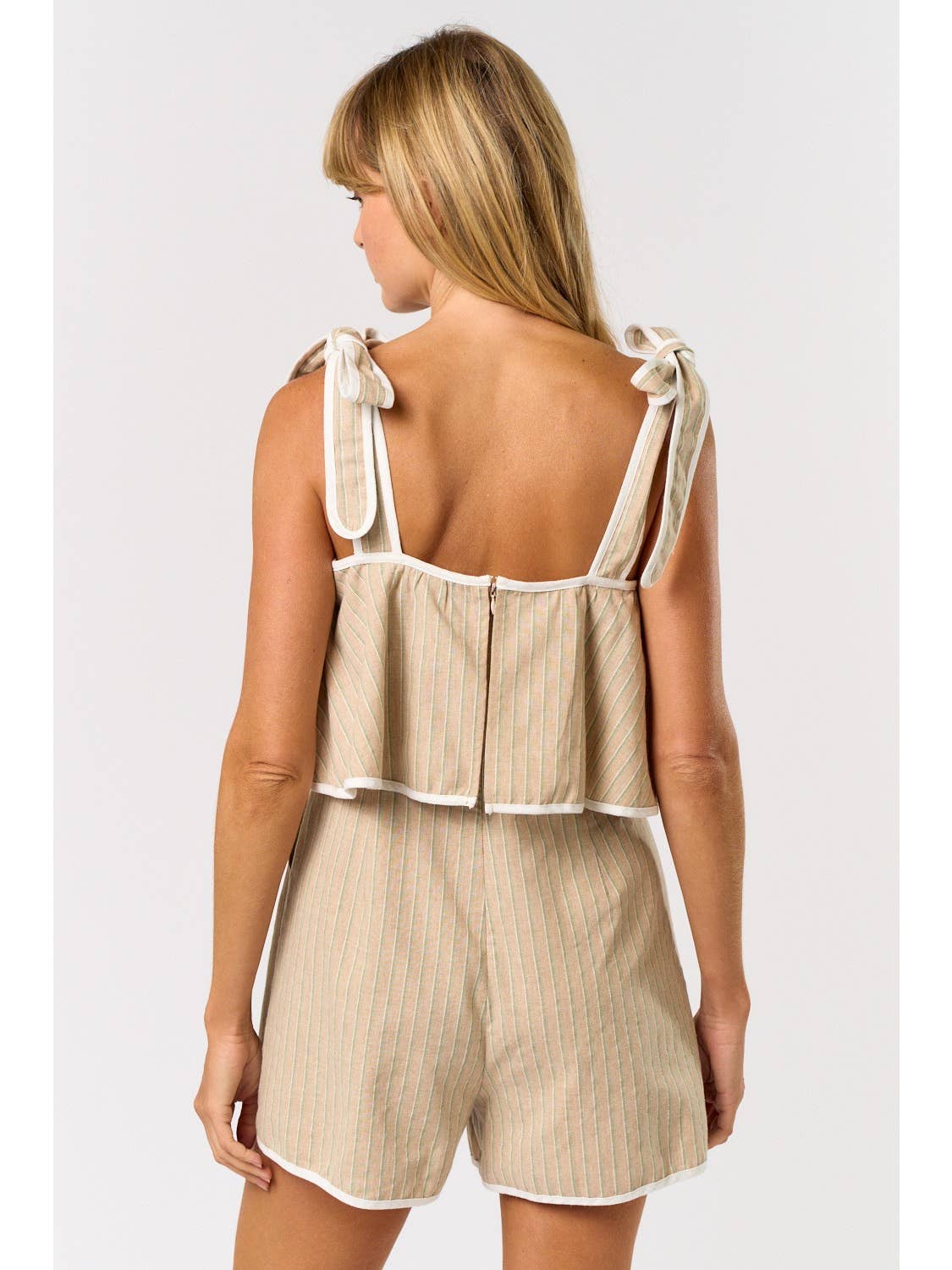 Bow Tie Taupe Romper - Image 4
