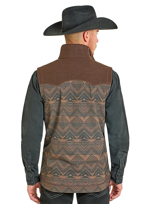 Brown Aztec Soft Shell Vest - Image 2