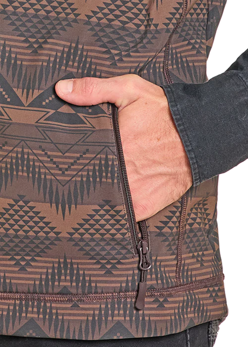 Brown Aztec Soft Shell Vest - Image 3