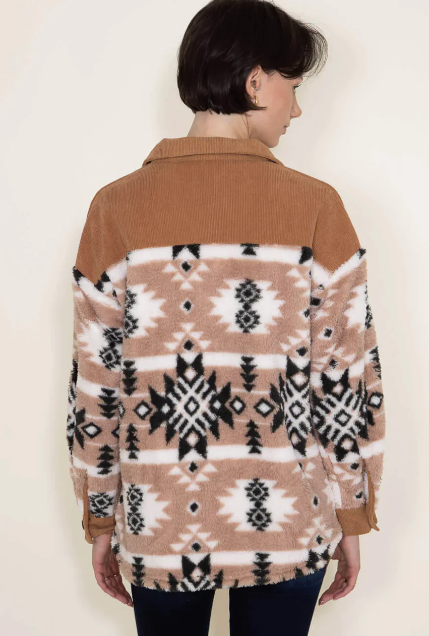 Final Sale ✨ Brown Fuzzy Cordy Shacket Simply Southern - Image 2