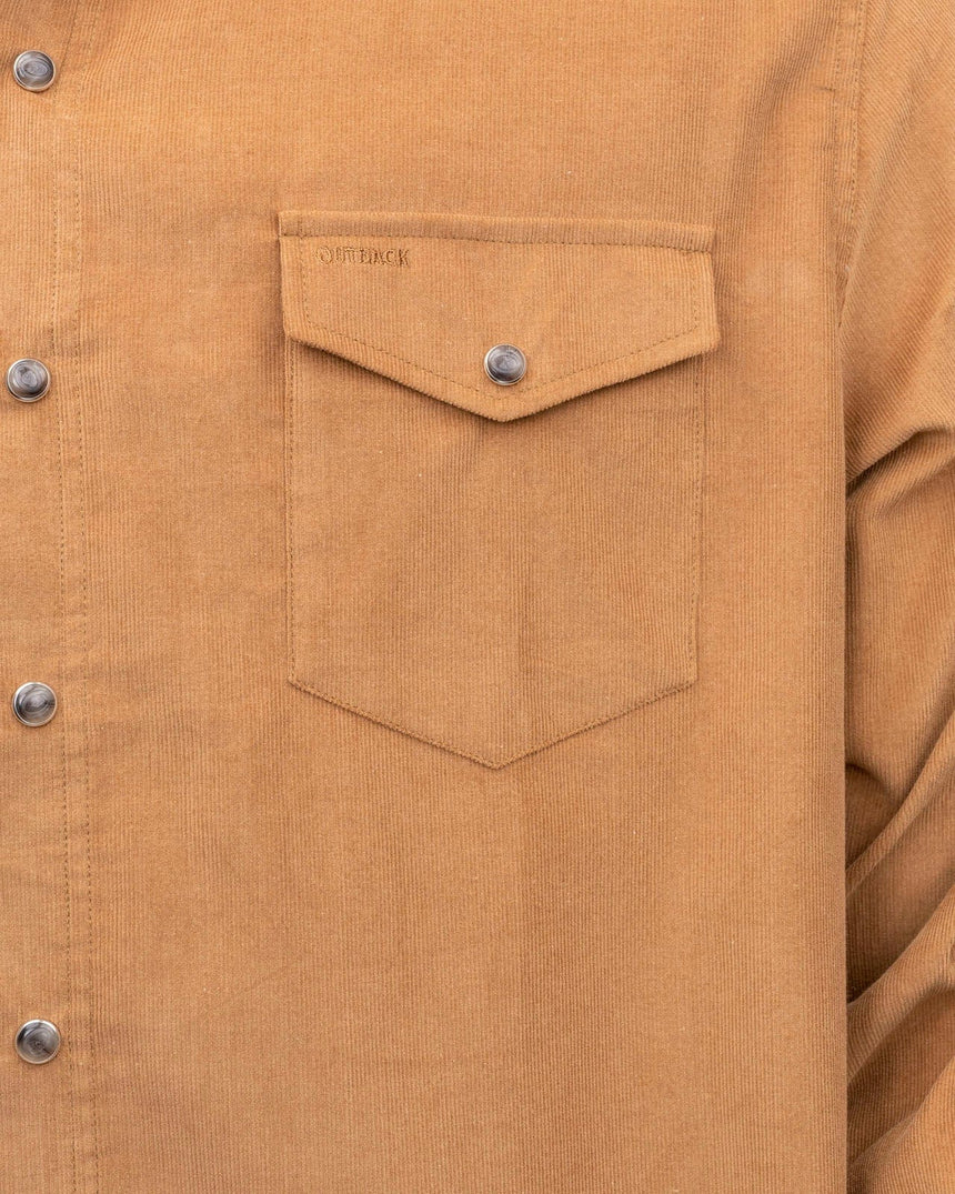 Bryce Khaki Corduroy Men's Shirt - Image 3