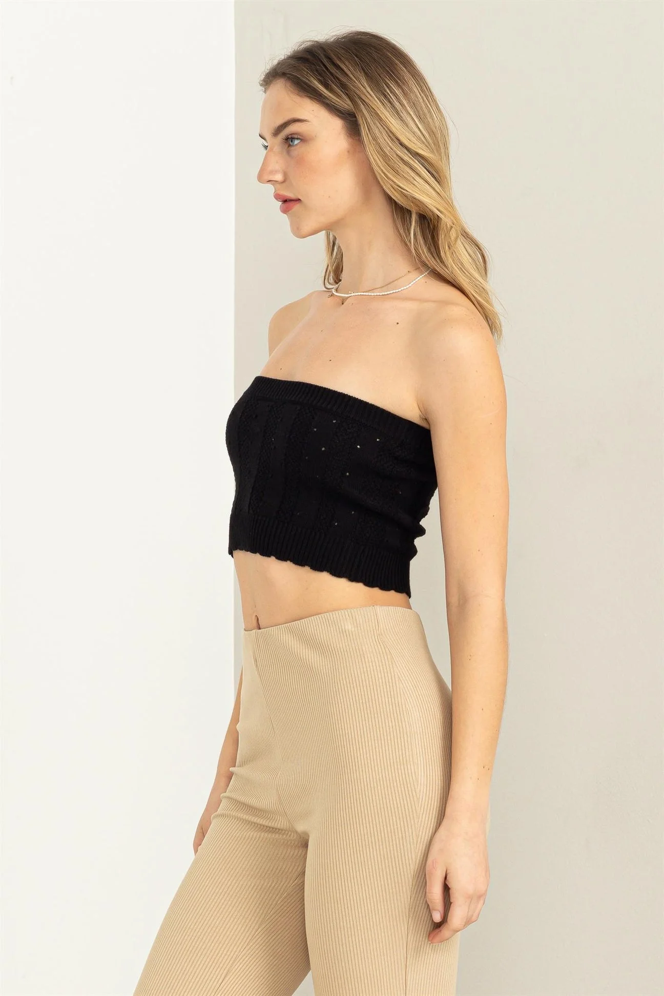 Buxom Babe Black Knit tube Top - Image 3