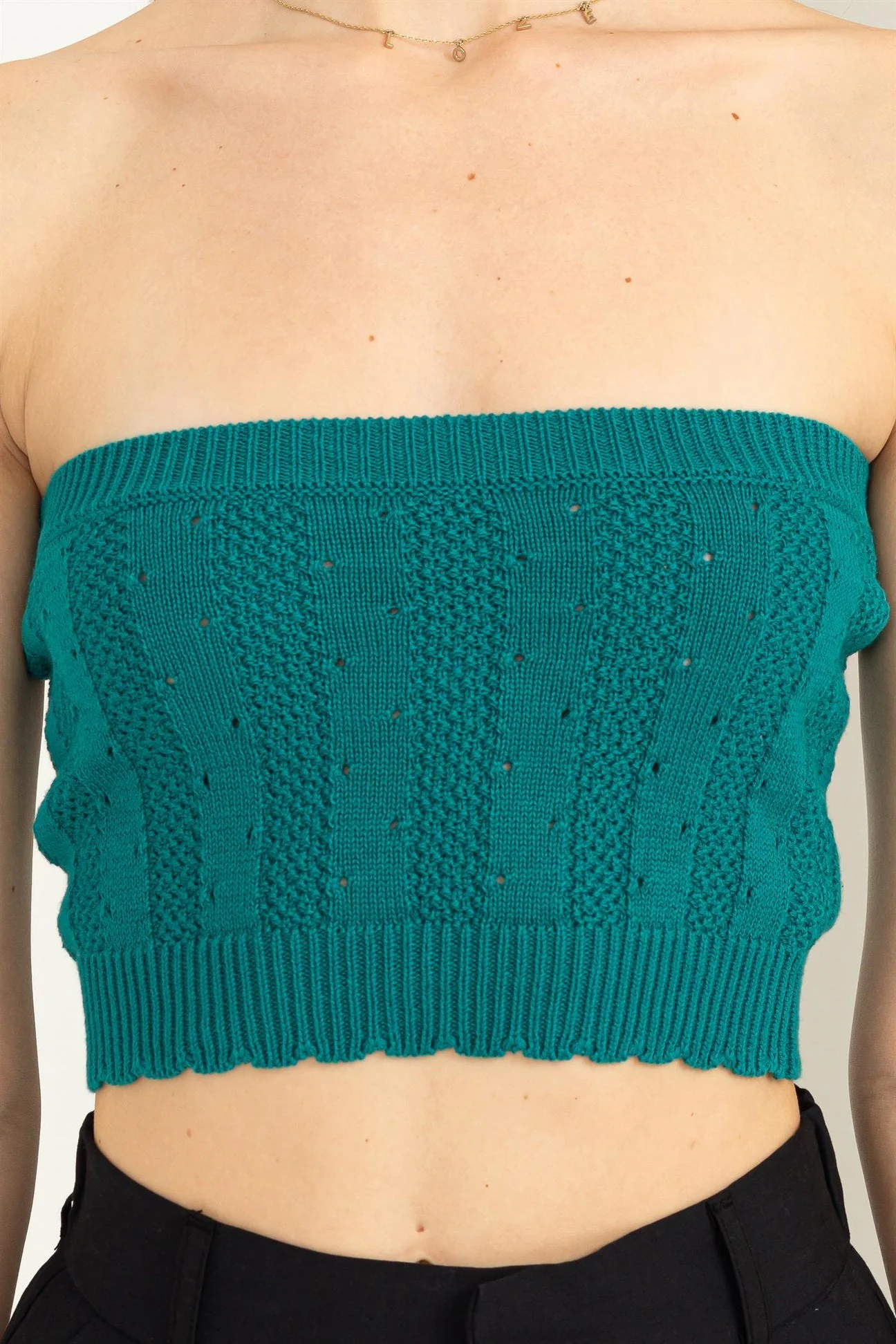 Buxom Babe Teal Knit Top - Image 2