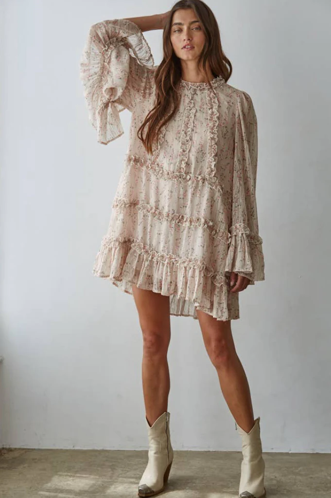 Floral Ruffle Mini Dress - Image 2