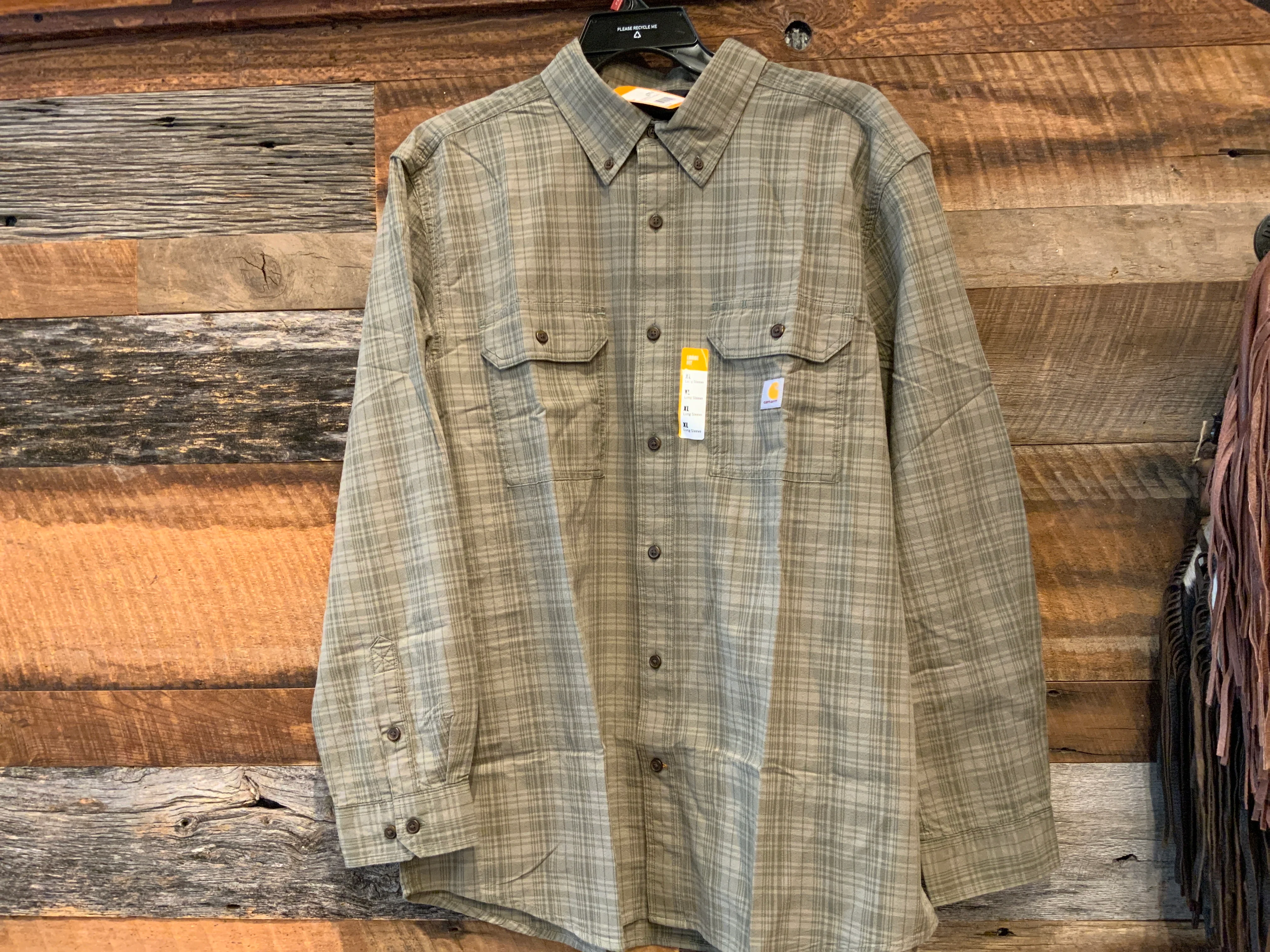 Final Sale ✨ Carhartt Dustin Loose Fit Midweight Chambray Long Sleeve Plaid Shirt - Image 2