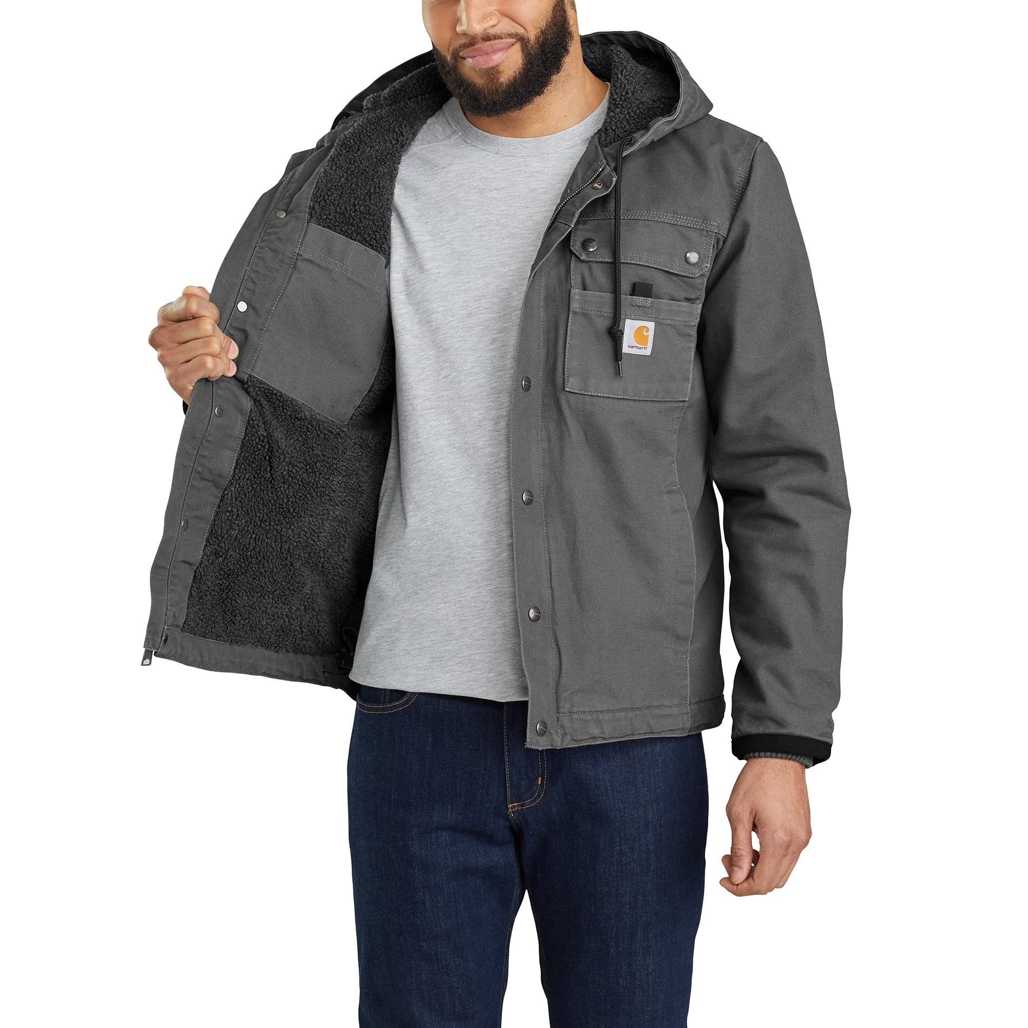 Carhartt Sherpa Lined Utility Jacket Gravel - Image 2