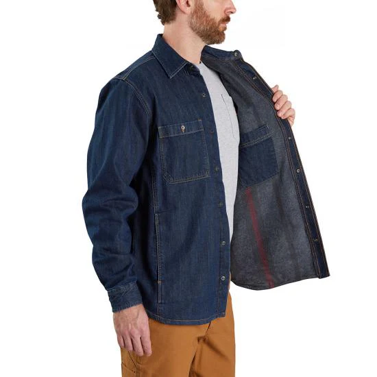 Final Sale ✨Carhartt Trent Relaxed Fit Denim Fleece Lined Snap-Front Shirt Jac - Image 2
