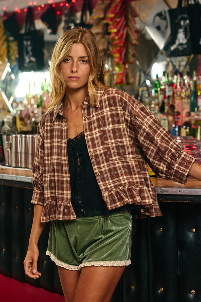 Charlie Check Print Ruffle Top - Image 3