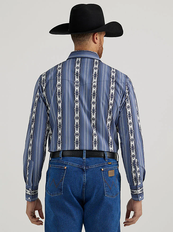 Wrangler Checotah River Blue Snap Up - Image 3