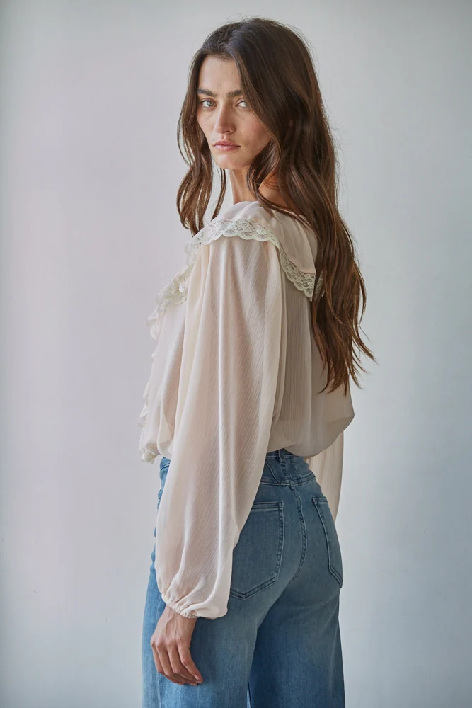 Chiffon Prairie Ruffle Top - Image 3