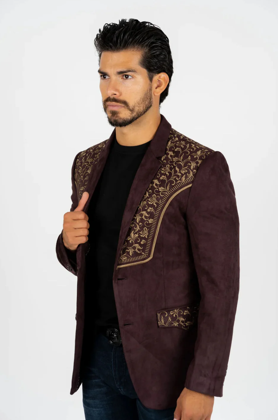 Chocolate Embroidered Blazer - Image 3