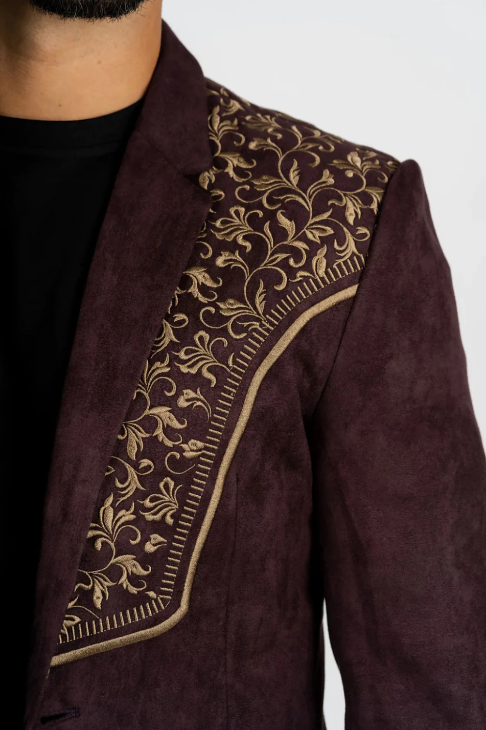 Chocolate Embroidered Blazer - Image 4