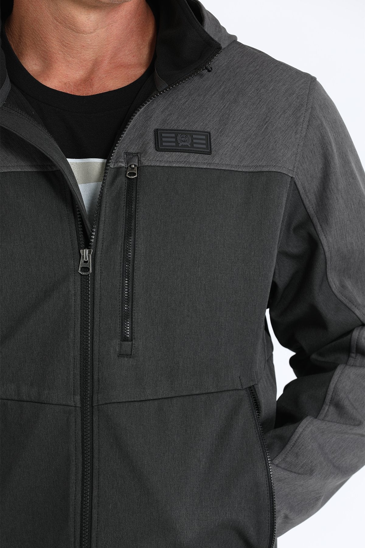 Cinch Black/Charcoal Bonded Men's Hooded Jacket - Image 3