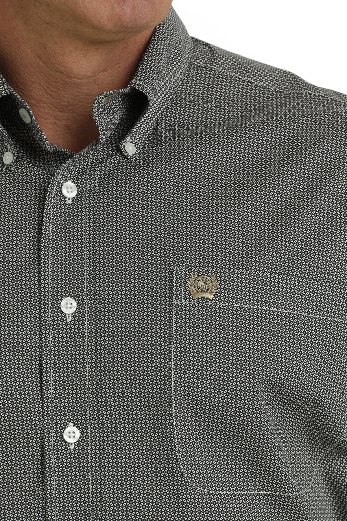 Cinch Black & White Men's Button Up Shirt - Image 3