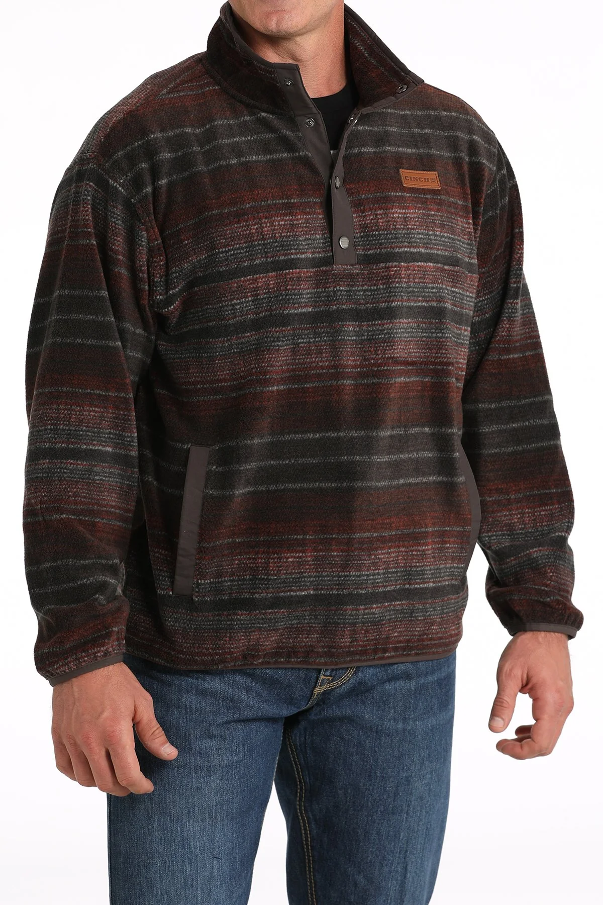 Cinch Cozy Brown/Red Men's Pullover - Image 2