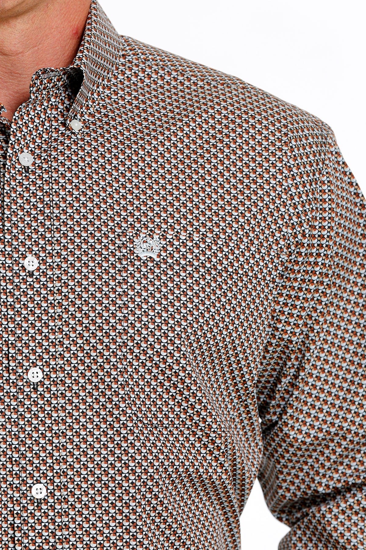 Final Sale ✨ Cinch Men’s Brown Geometric Button Up - Image 3