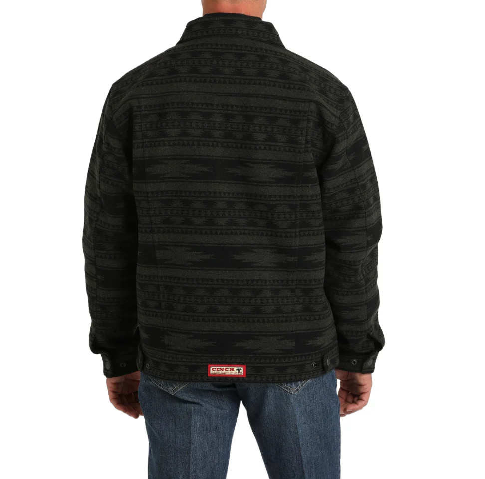 Men's Charcoal Aztec Trucker Jacket - Image 2