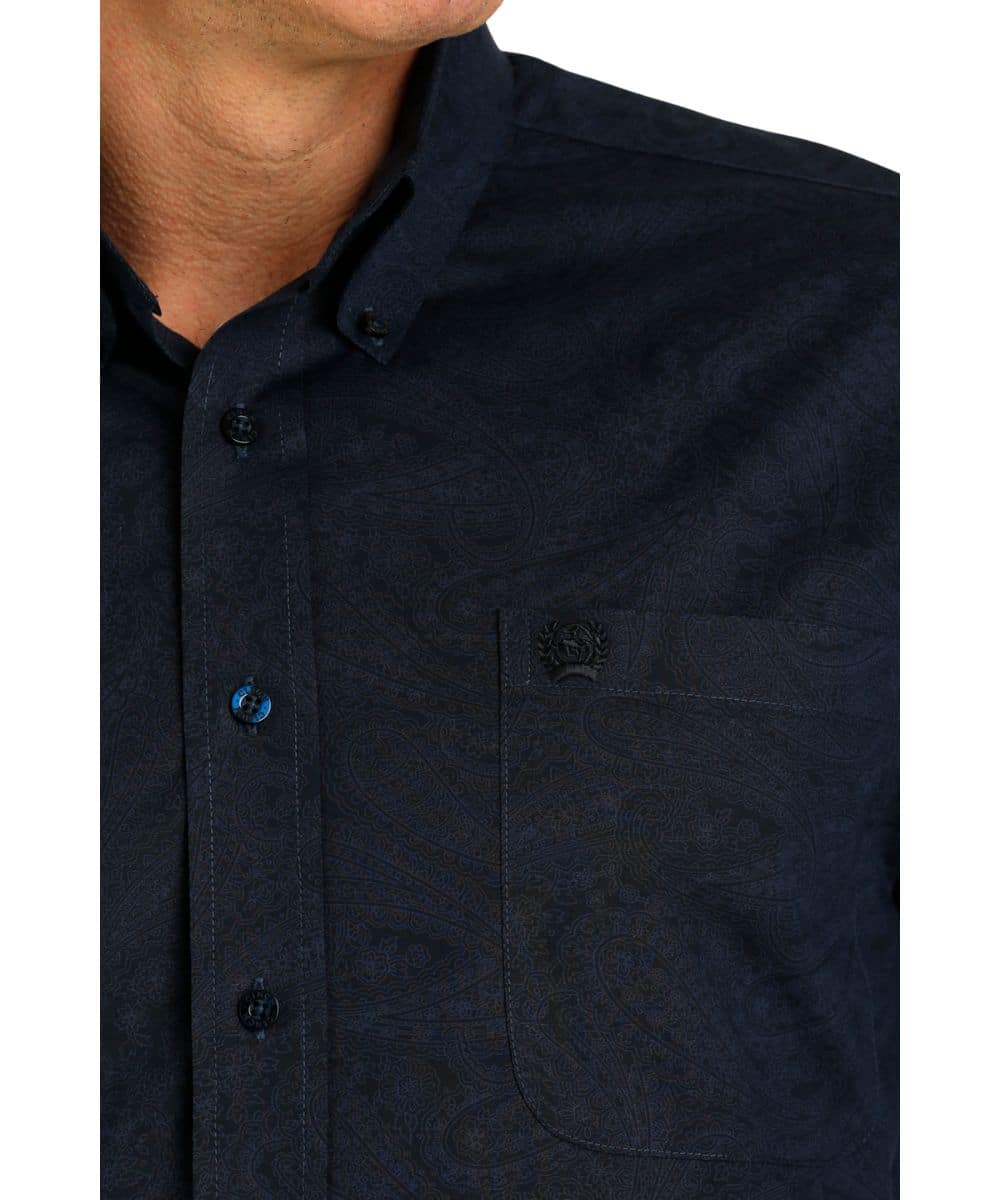 Cinch Navy Paisley Button Up Men's Shirt - Image 2