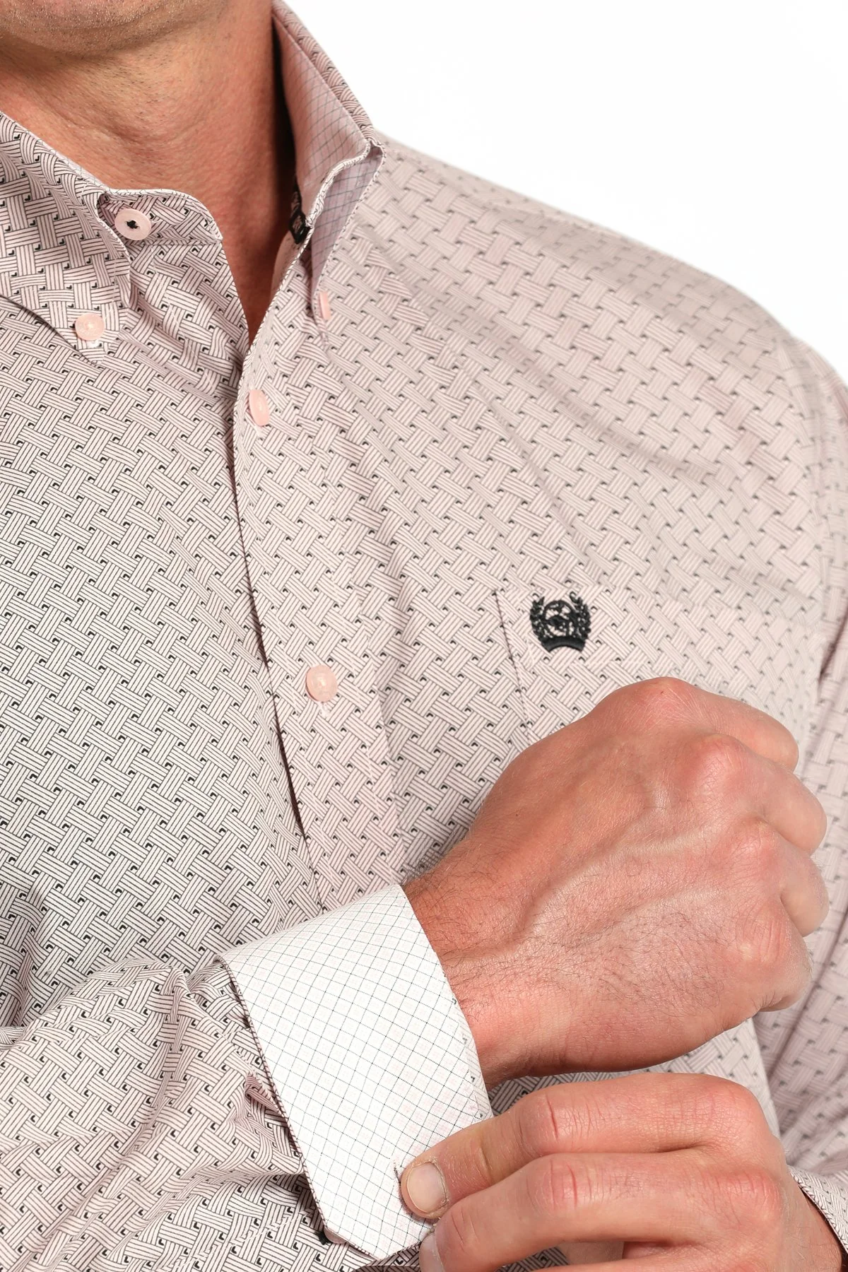 Cinch Pink Weave Button Up Men's Shirt - Image 2