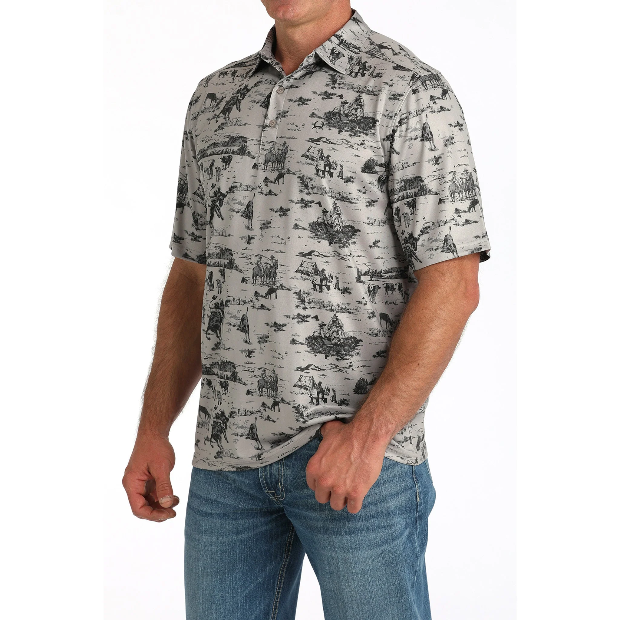 Cinch Prairie Scene Men's Polo - Image 3