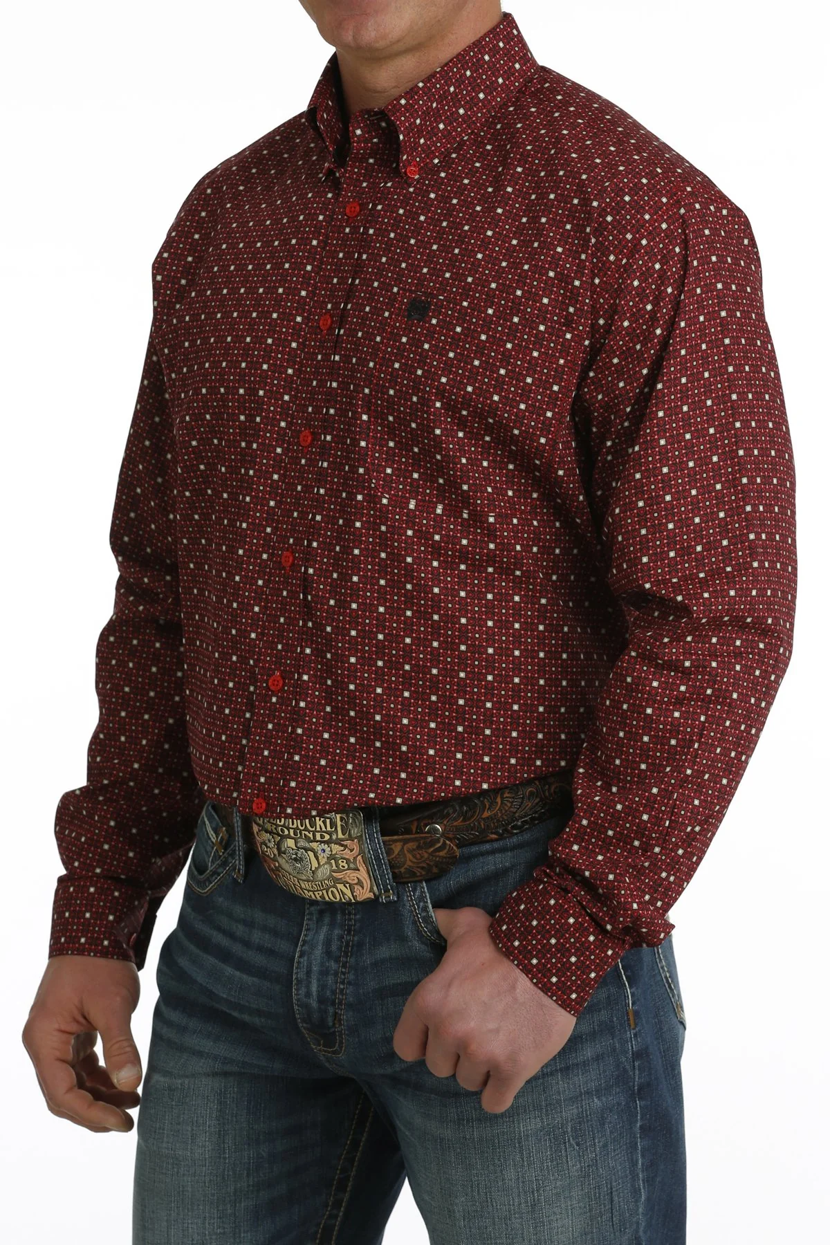 Cinch Red Hearts Men's Button Up Shirt - Image 2