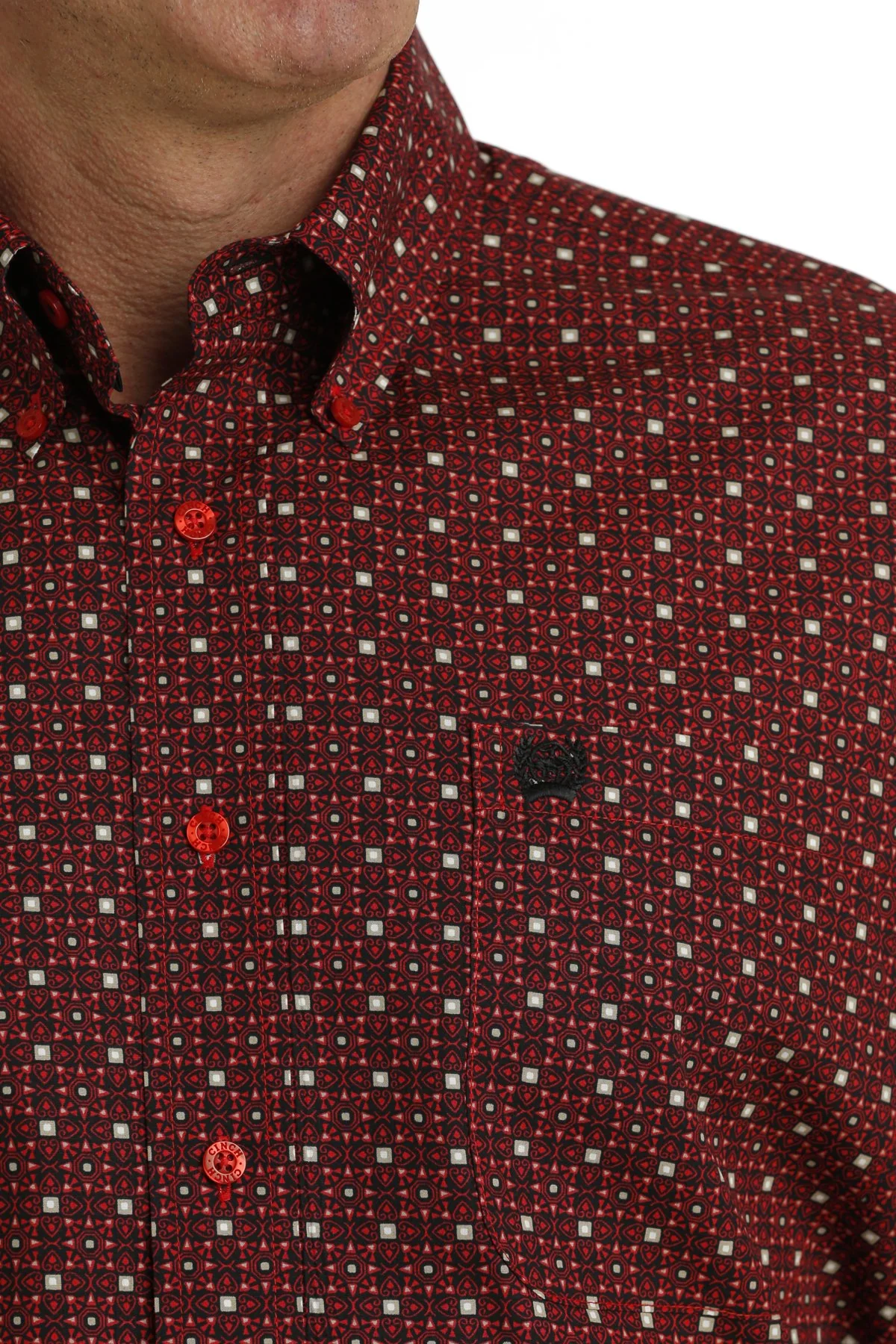 Cinch Red Hearts Men's Button Up Shirt - Image 3