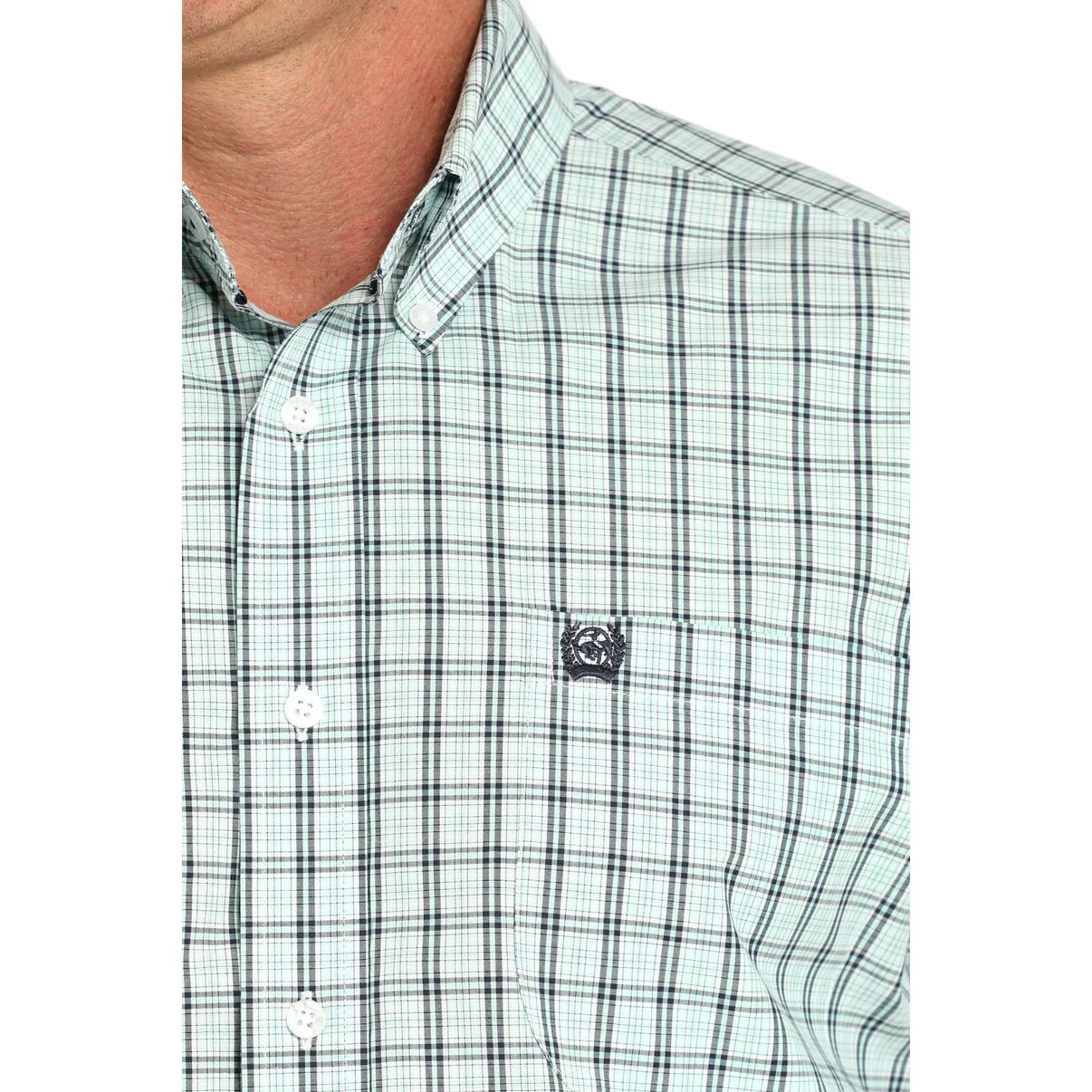 Cinch Turquoise Plaid Men's Short Sleeve - Image 2