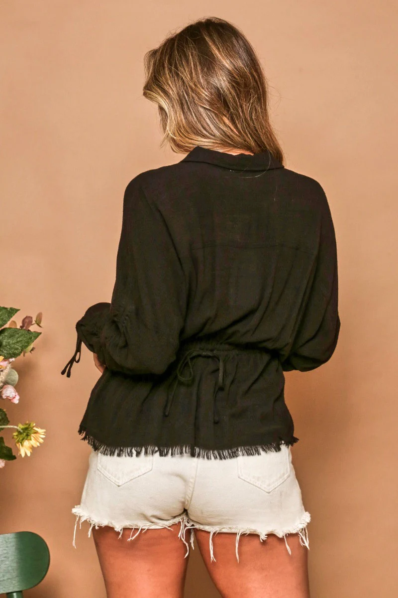 Final Sale ✨ Peplum Black Shirt - Image 3