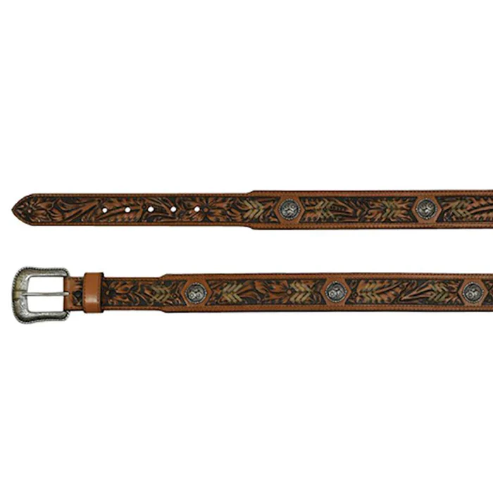 JP West Tooled Belt With Conchos - Image 2