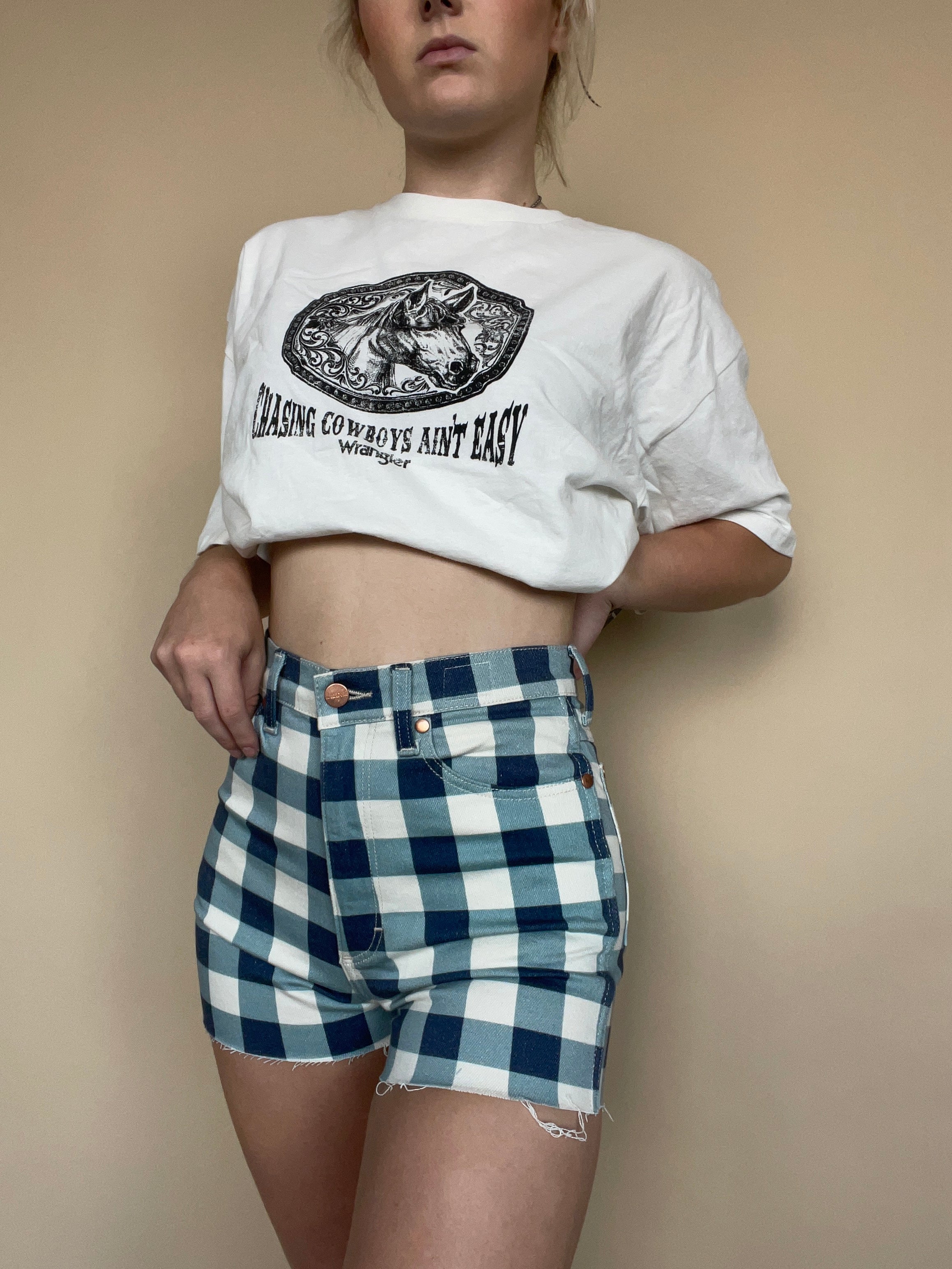 Final Sale ✨ Wrangler Vintage Picnic Frayed Hem Shorts - Image 3