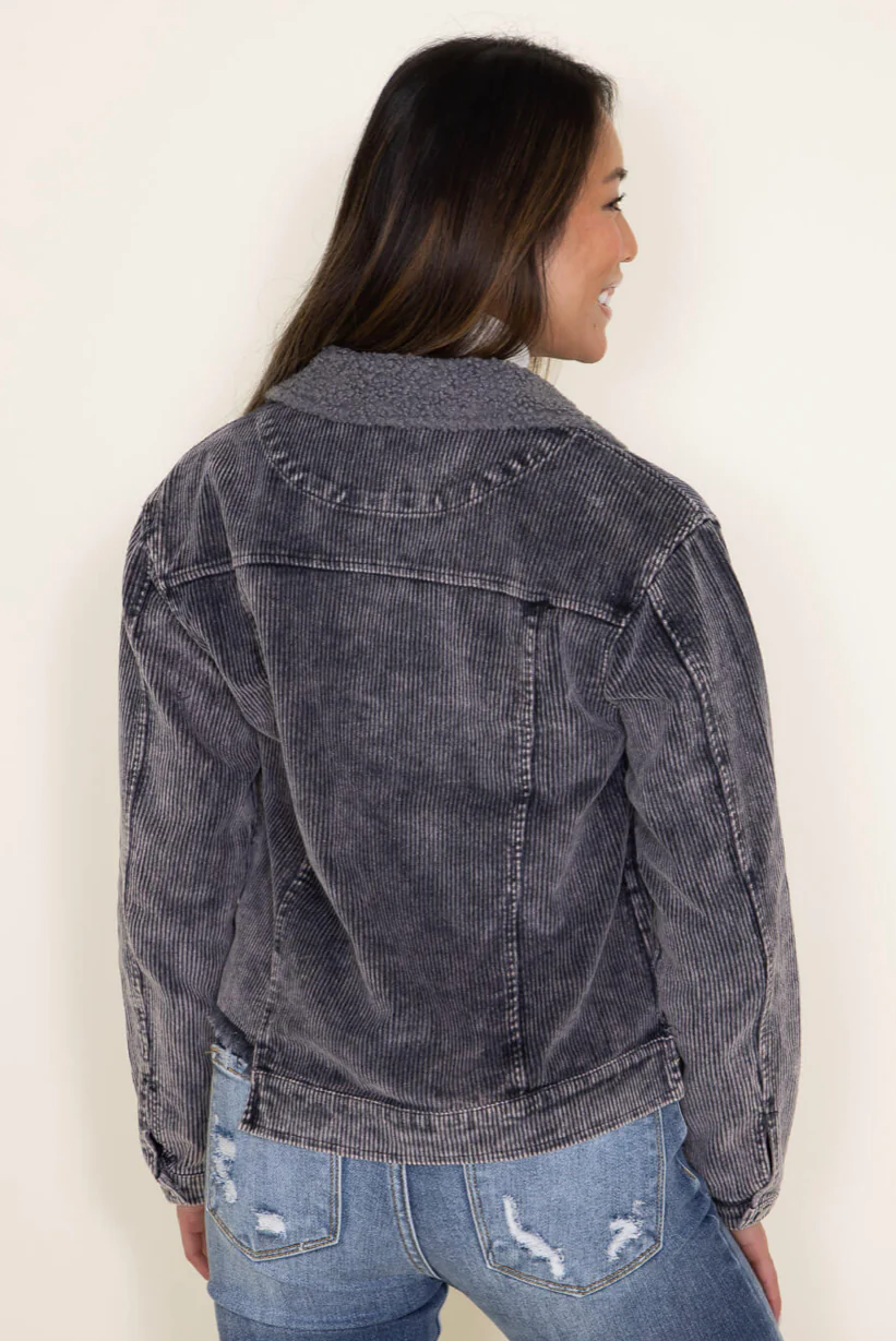 Final Sale ✨ Cordy Acid Wash Cropped Shacket Simply Southern - Image 2