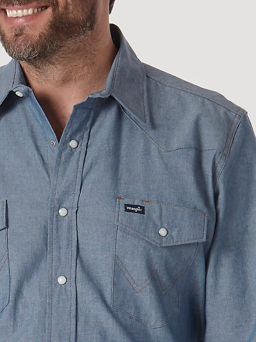 Final Sale ✨Wrangler Cowboy Chambray Snap Up - Image 3
