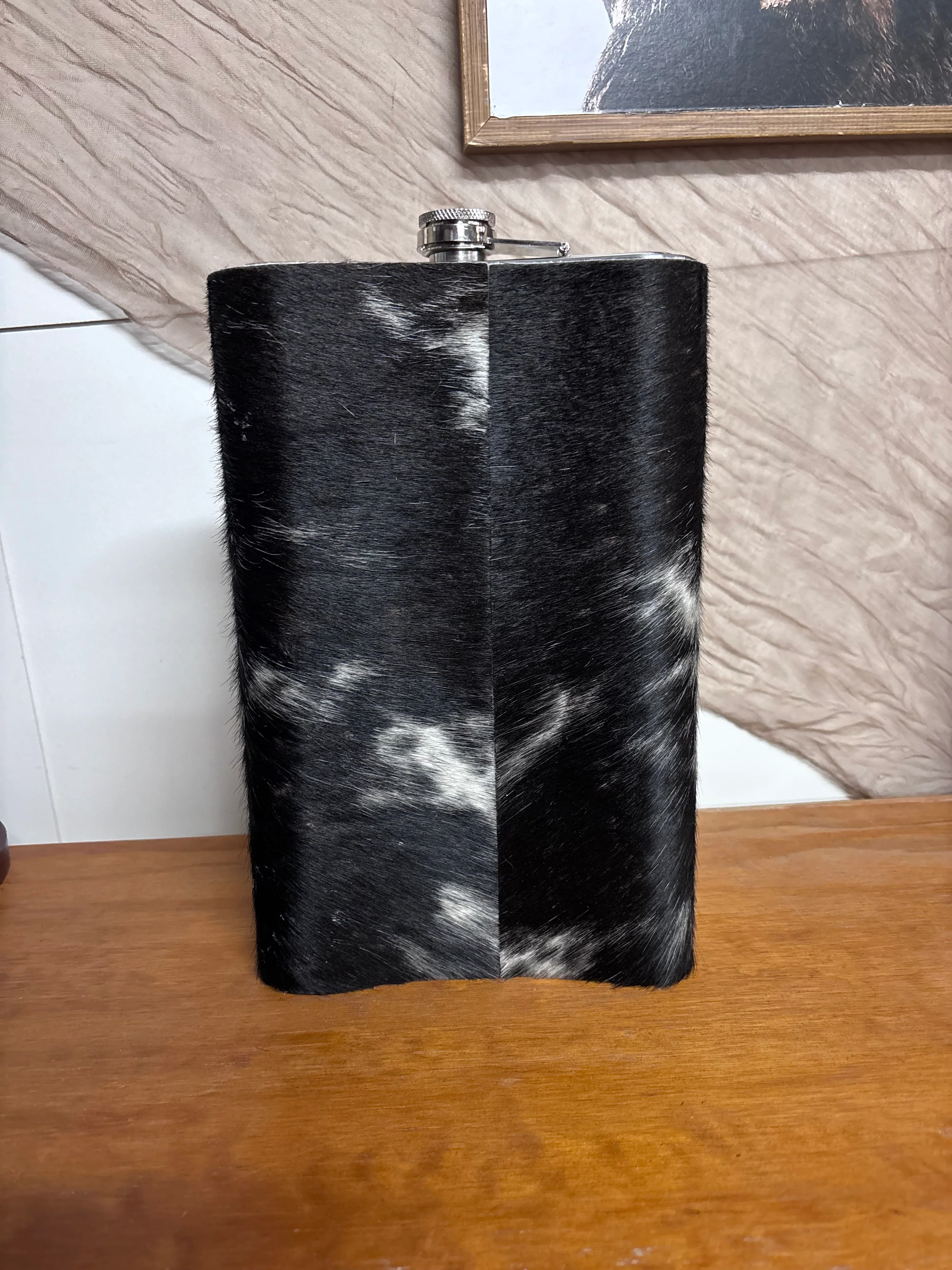 Cowhide Stainless Steel Flask 64oz Dark Chocolate - Image 2