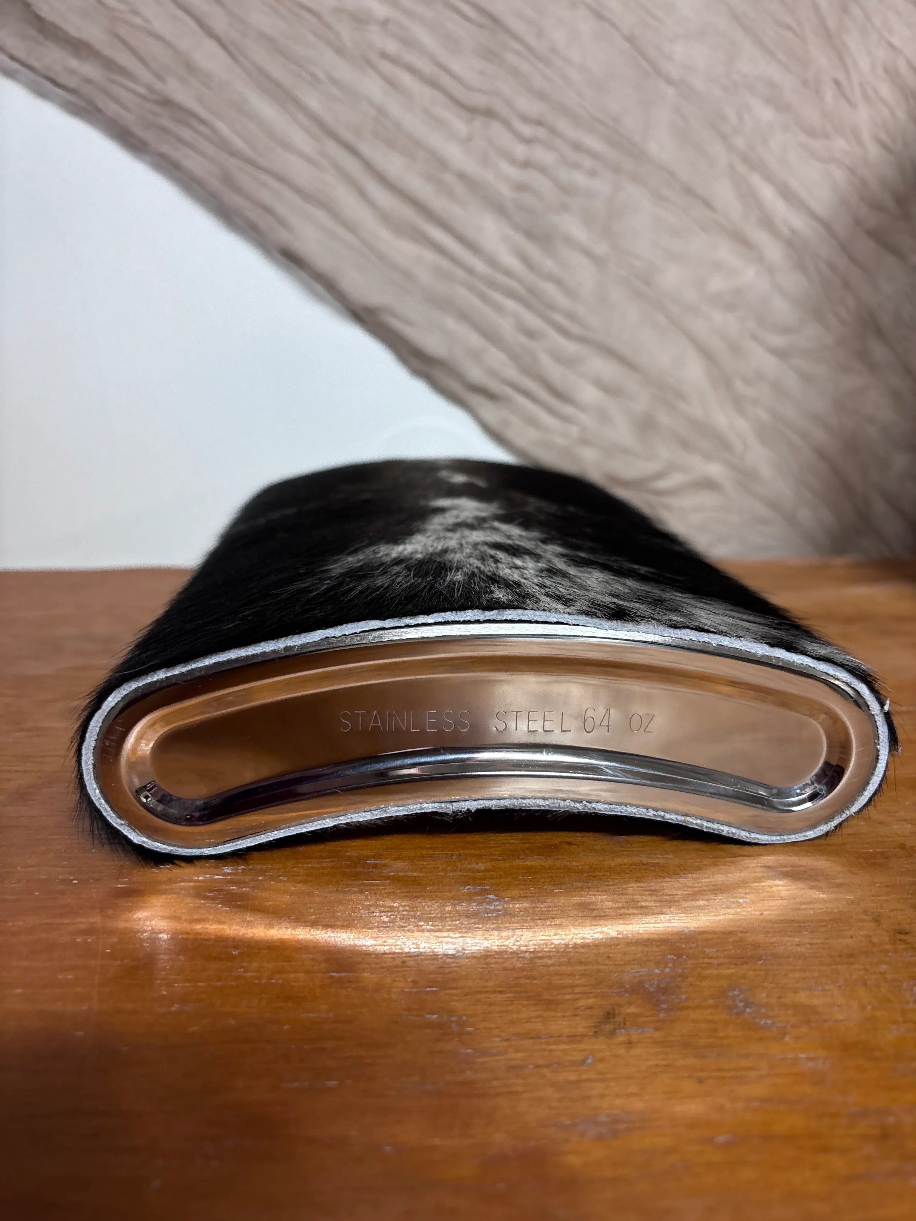 Cowhide Stainless Steel Flask 64oz Dark Chocolate - Image 3