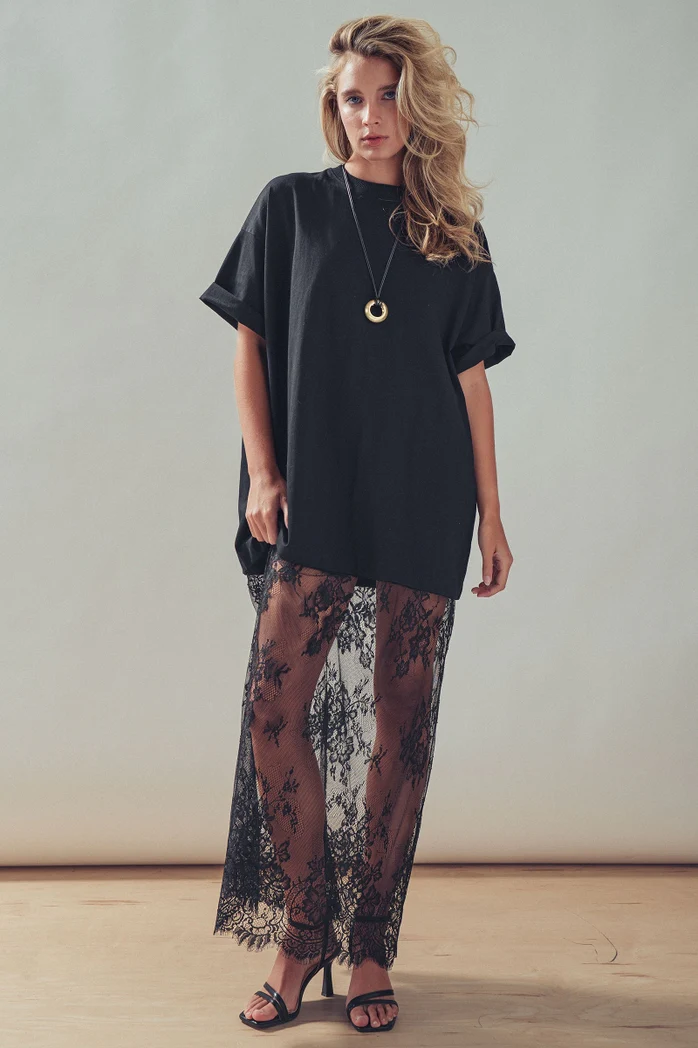Daizy Black Lace T-Shirt Dress - Image 3