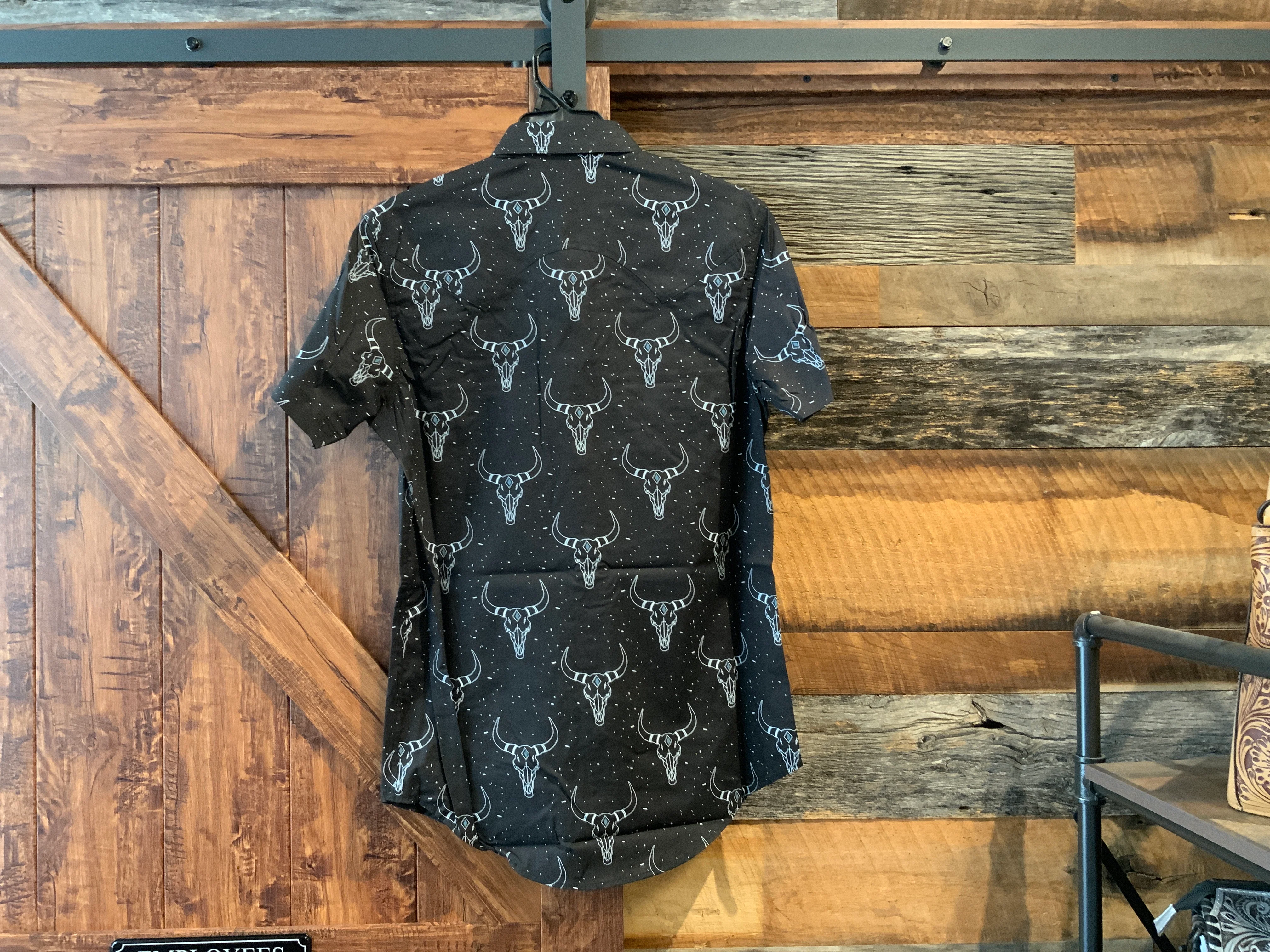 Dale Longhorn Print Short Sleeve Snap Up - Image 2