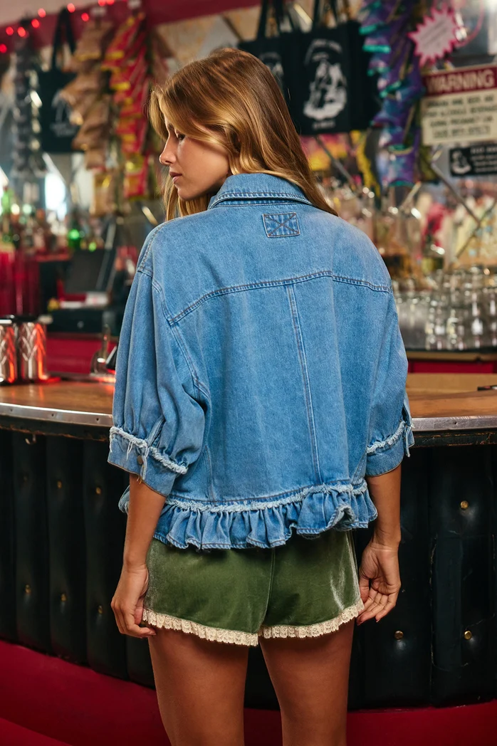 Darlin Denim Ruffle Top - Image 3