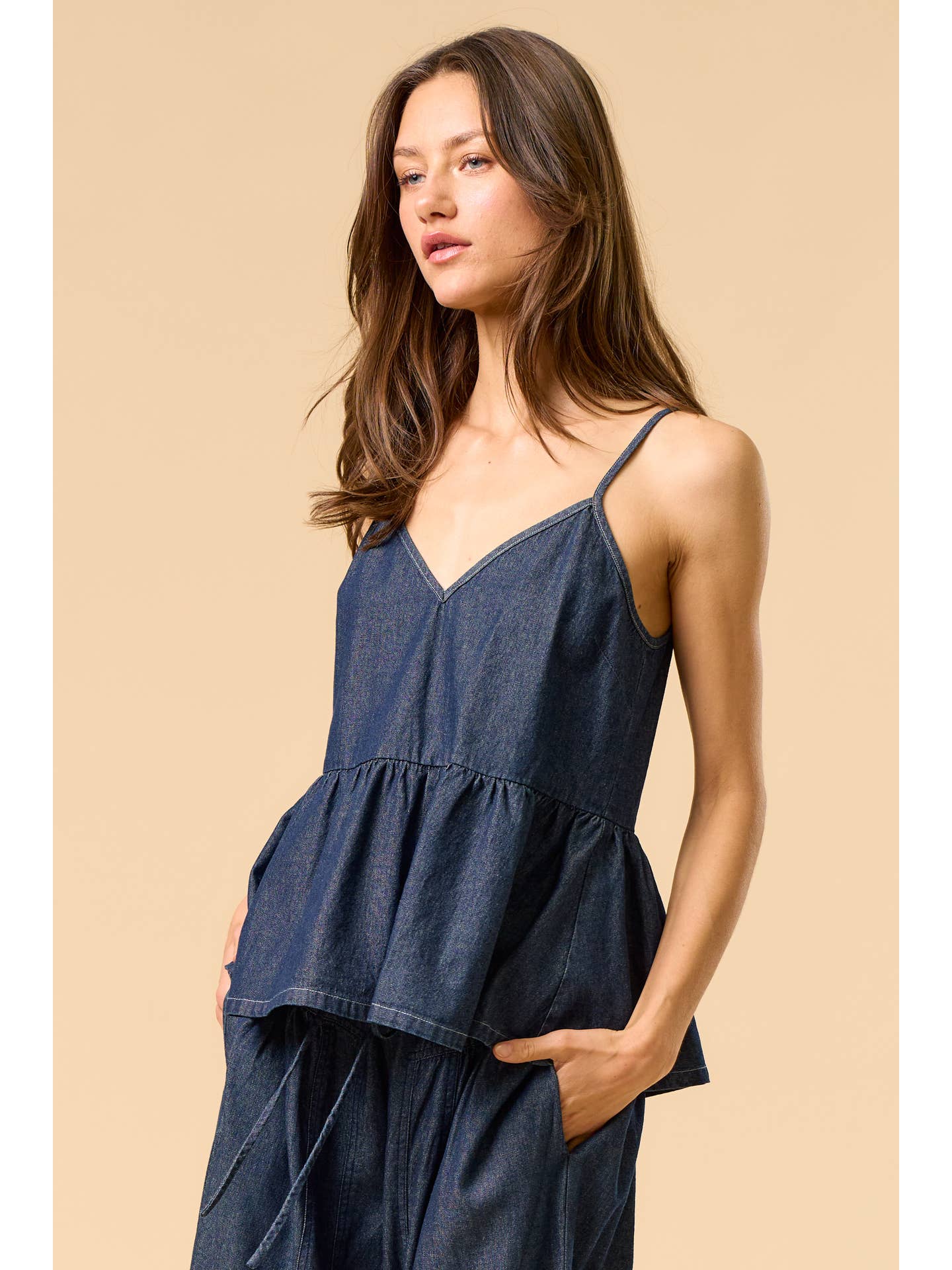 Denim Peplum Tank Top - Image 2