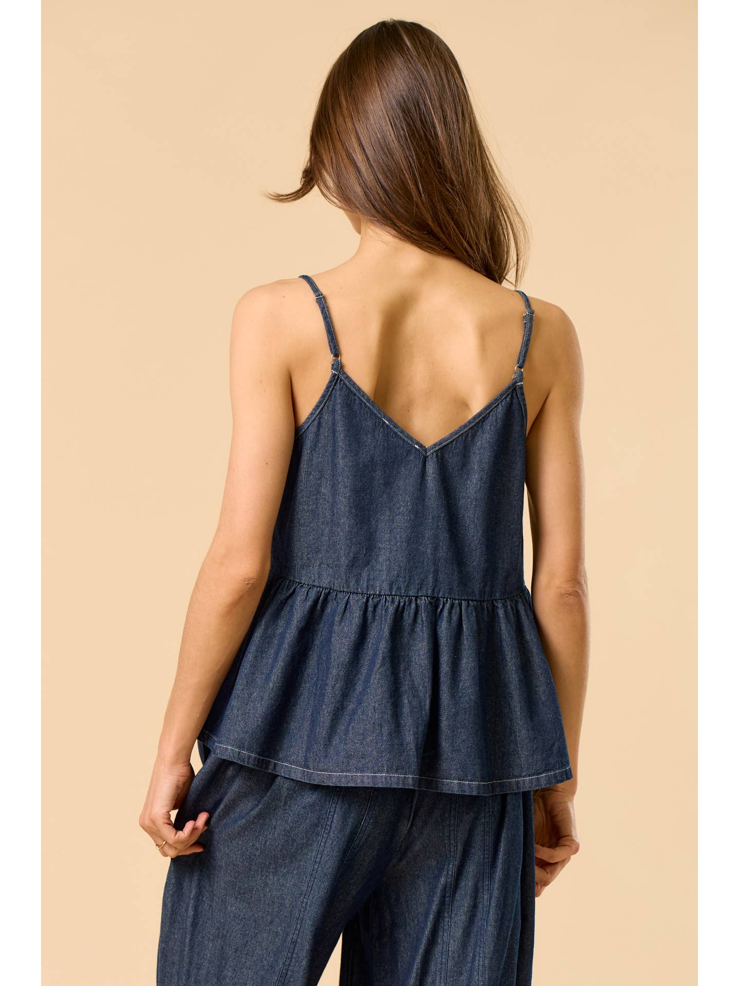 Denim Peplum Tank Top - Image 3