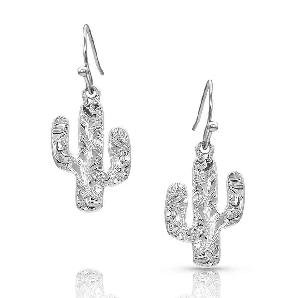 Desert Full Moon Cactus Earrings