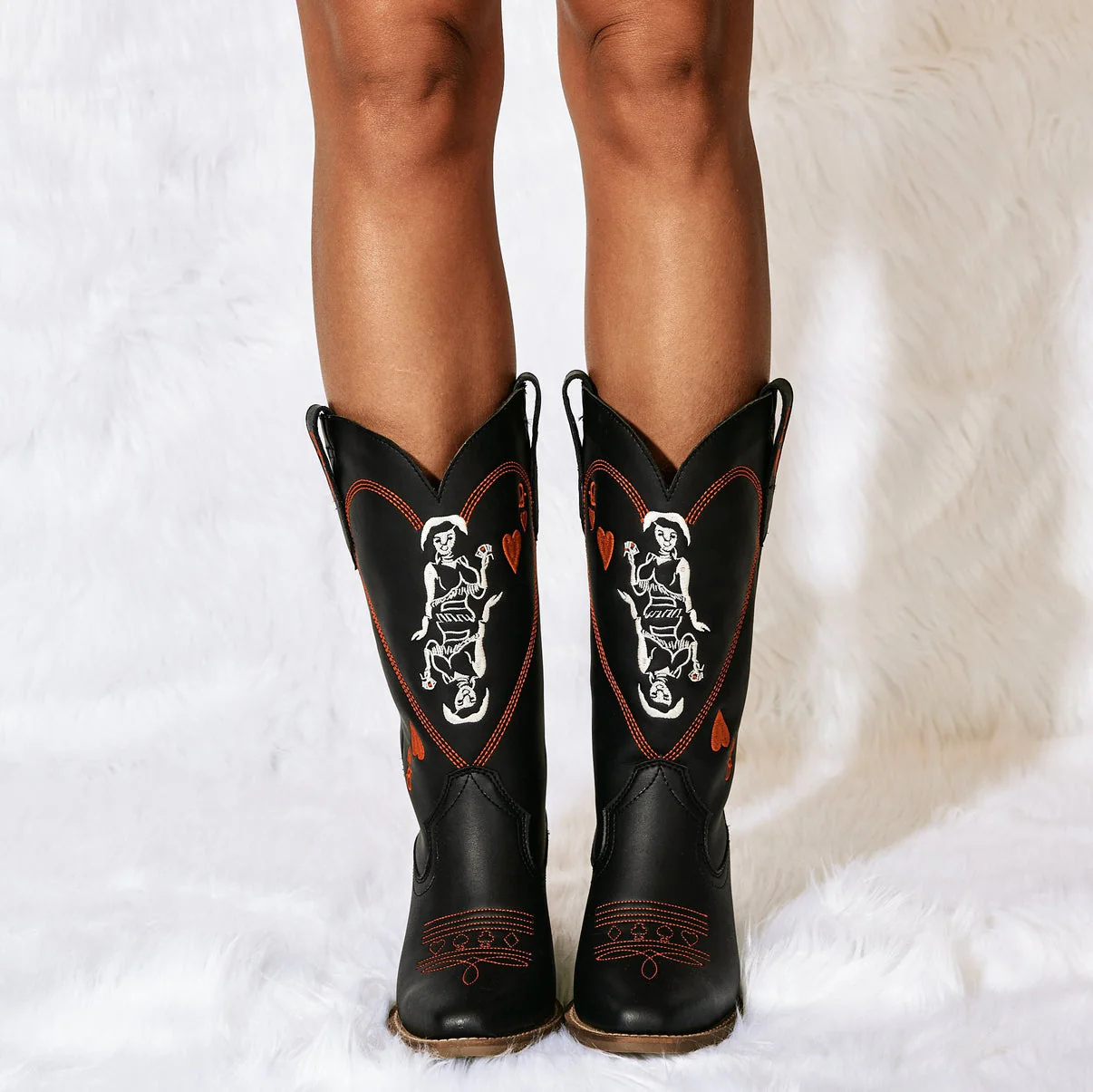 Dingo Queen A Hearts White Leather Boot - Image 2
