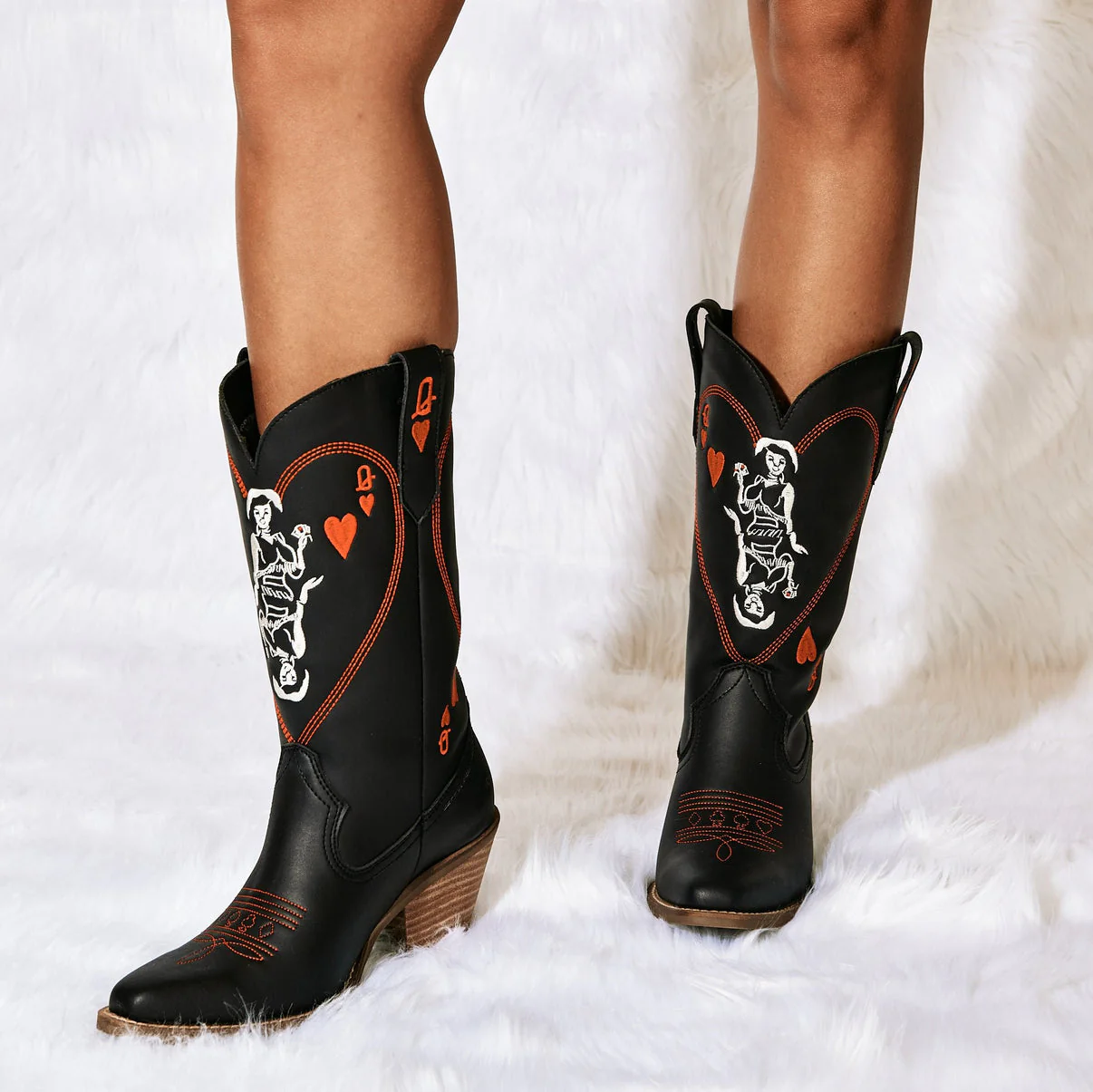 Dingo Queen A Hearts White Leather Boot - Image 3