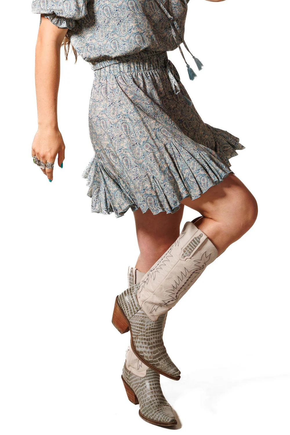 Dolly Paisley Chambray Skirt - Image 3