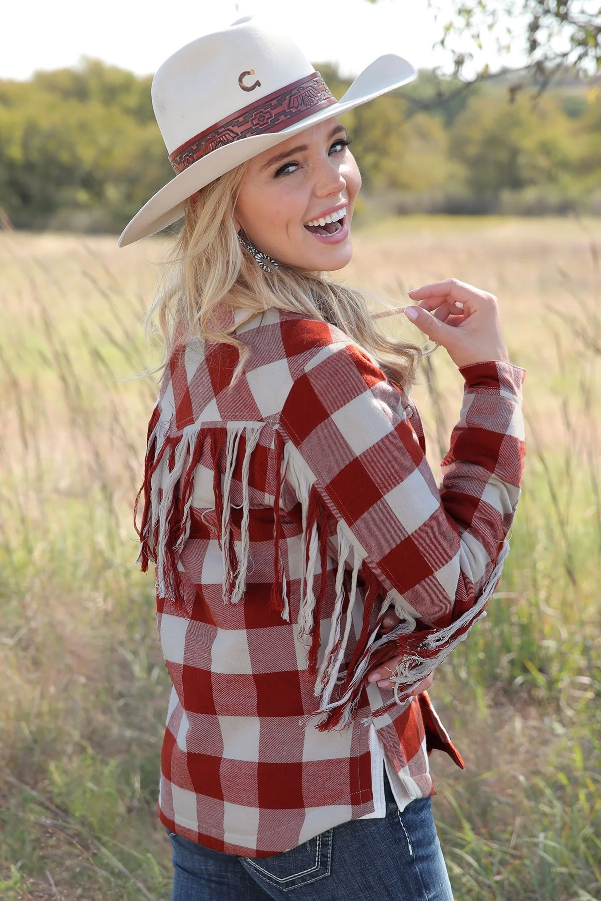 Final Sale ✨ Freya Fringe Plaid Women's Shirt Jacket - Image 2