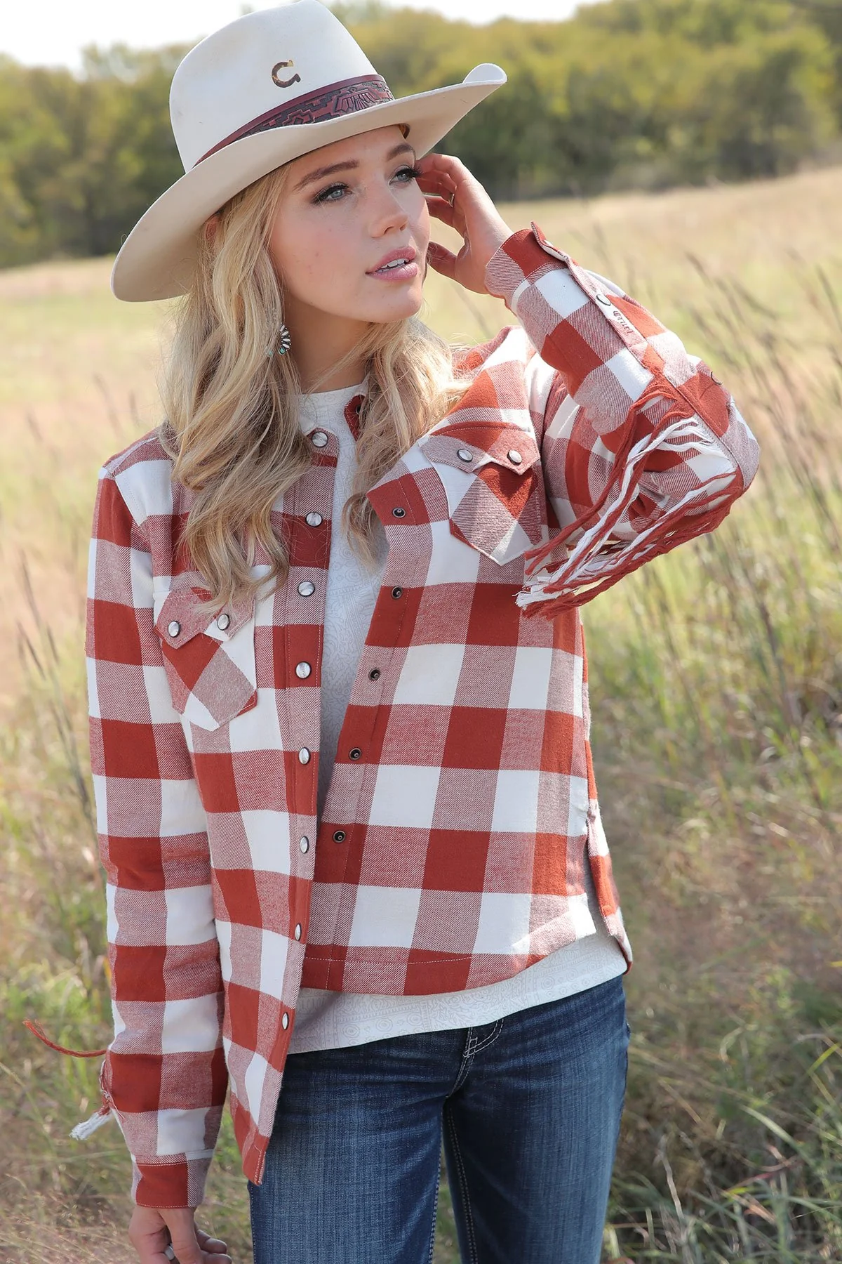 Final Sale ✨ Freya Fringe Plaid Women's Shirt Jacket - Image 3